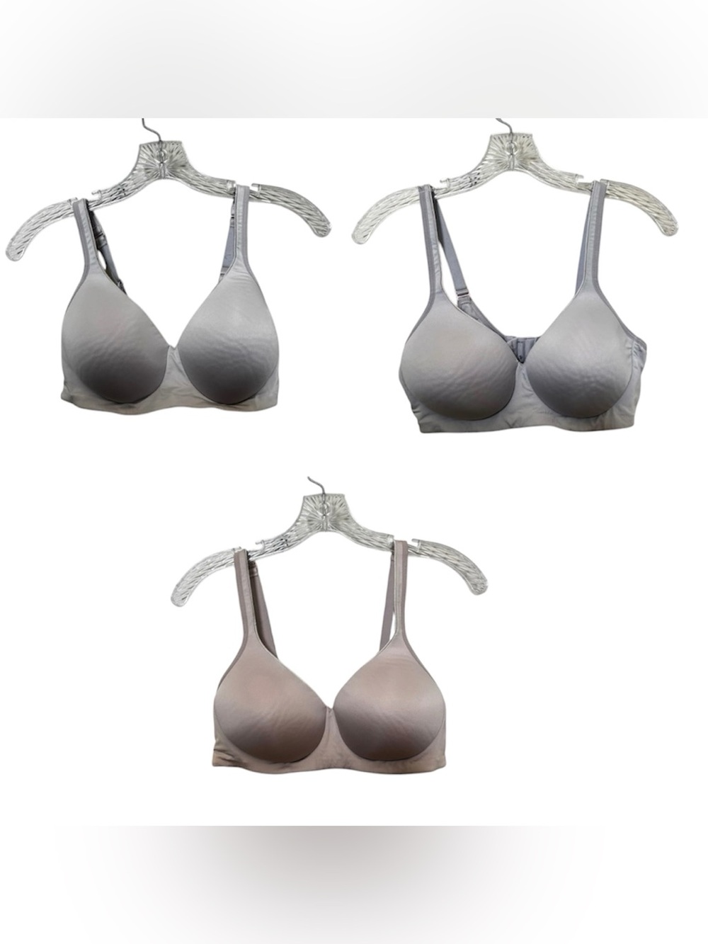 Set of 3 Jockey Wirefree Cushioned Bra Size M - Two Light Purple, One Tan - GUC